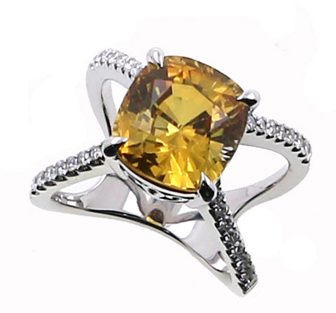 Yellow Sapphire and Diamond Fashion Ring