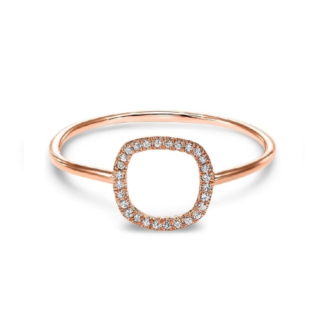 14k Rose Gold Square Shaped Diamond Ring