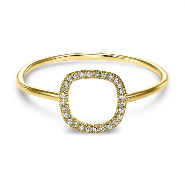 14k Yellow Gold Square Shaped Diamond Ring