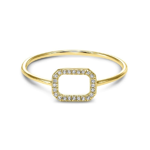 14k Yellow Gold Rectangle Diamond Ring