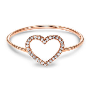 14k Rose Gold Heart Shaped Diamond Ring - Main Image