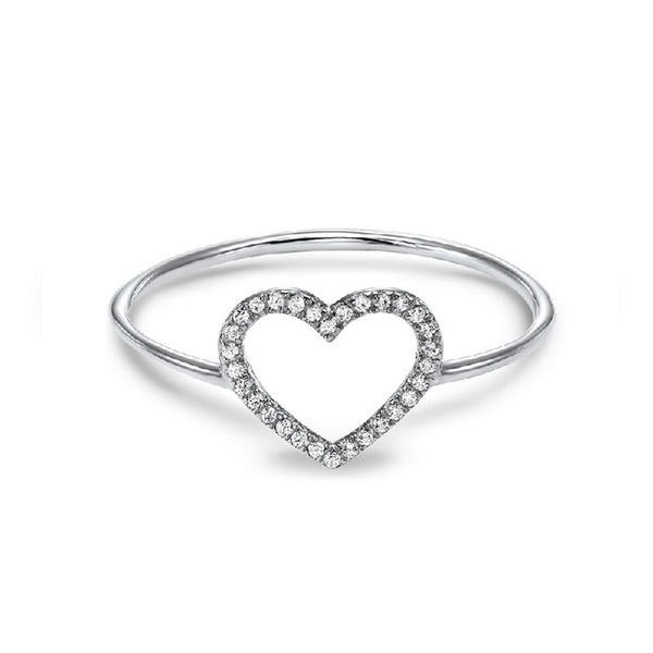 14k White Gold Heart Shaped Diamond Ring