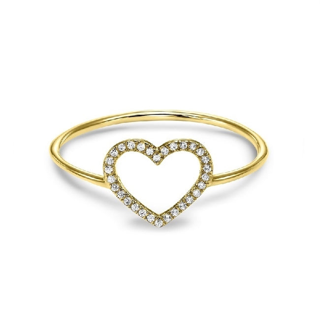 14k Yellow Gold Heart Shaped Diamond Ring