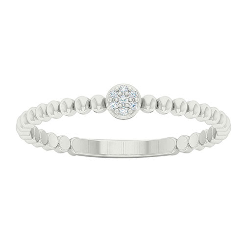 Diamond Petite Cluster Beaded Stackable Ring in 10K White Gold(0.02ctw)