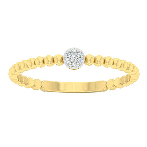 Diamond Petite Cluster Beaded Stackable Ring in 10K Yellow Gold(0.02ctw)