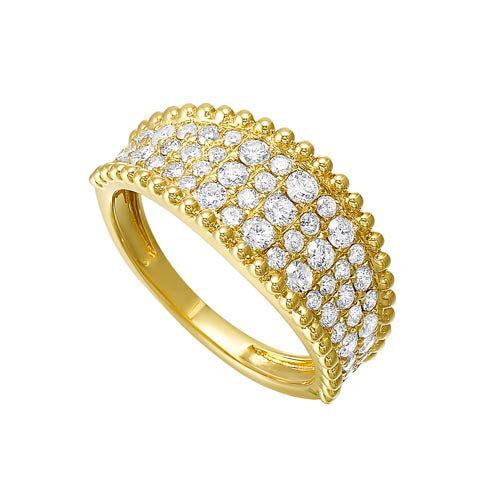 Diamond Studded Milgrain Ring In 14K Yellow Gold (1 CTW)