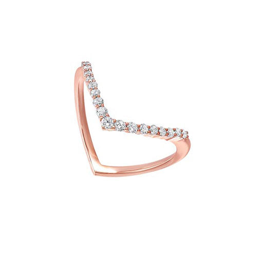 Diamond V-Shaped Stackable Ring In 10K Rose Gold (1/4ctw)