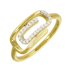 Gold Diamond Paperclip Ring 1/10ctw