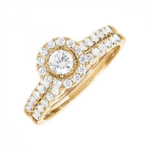 Yellow Gold Diamond Bridal Set 3/4ctw