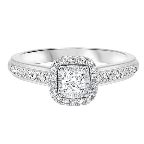 14kw tru ref cushion halo prong ring 2/3ct