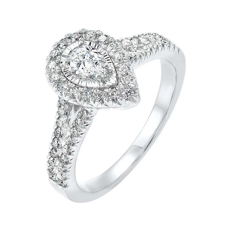 14kw tru ref pear halo prong ring 1ct, fb1179-ss