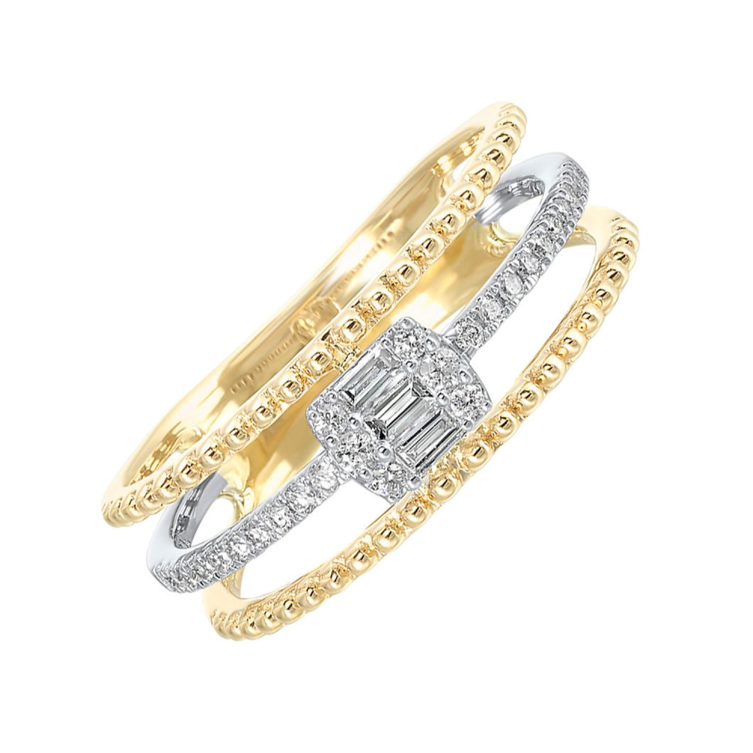 White & Yellow Gold Mixed Metal Diamond Fashion Ring