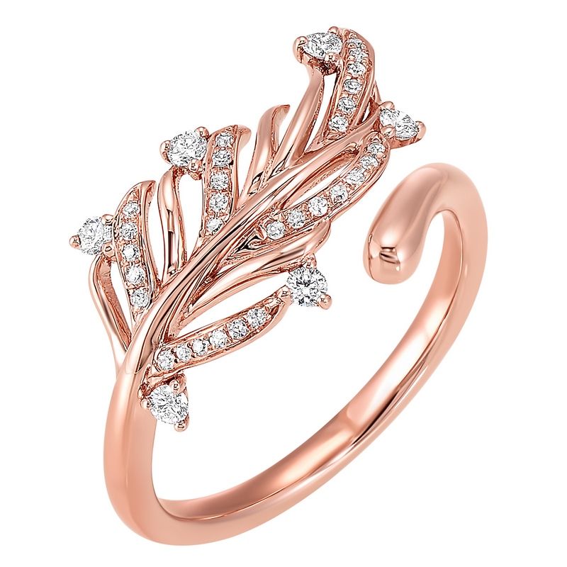 14K Rose Gold Diamond Leaf Ring (.20 ctw)