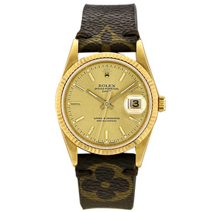 Rolex Datejust 18K Yellow Gold Louis Vuitton Strap
