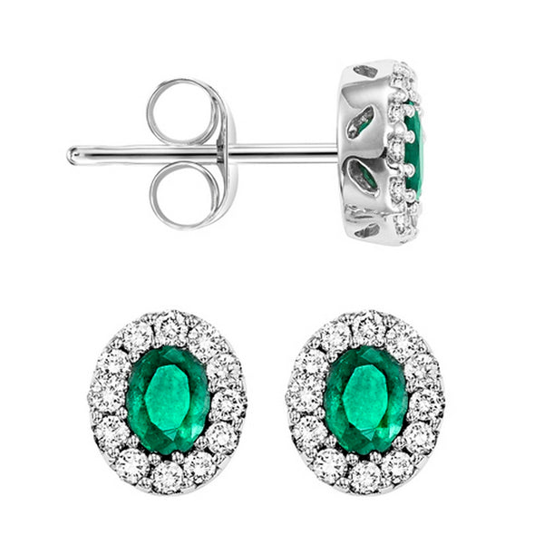 14kw color ens halo prong emerald earrings 1/5ct, rg68801-4wc