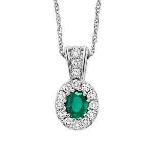 14kw color ens halo prong emerald pendant 1/7ct, rg70630-4wc