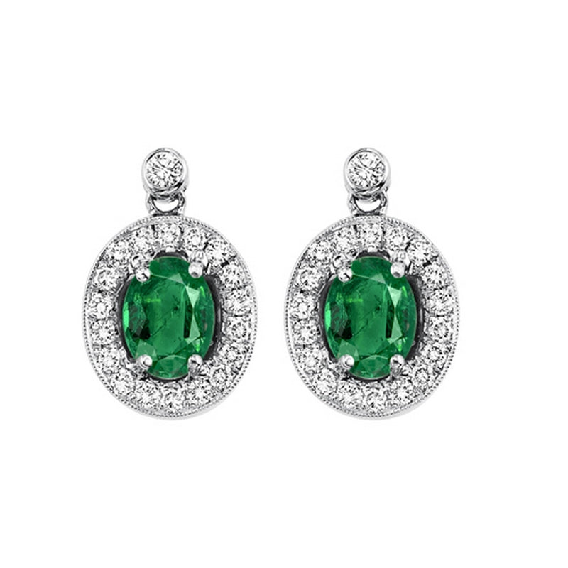 14KW Color Ens Halo Prong Emerald Earrings 1/4CT | International ...