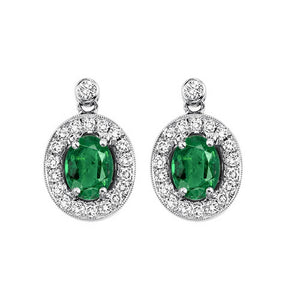 14kw color ens halo prong emerald earrings 1/4ct, rg67239-4wc