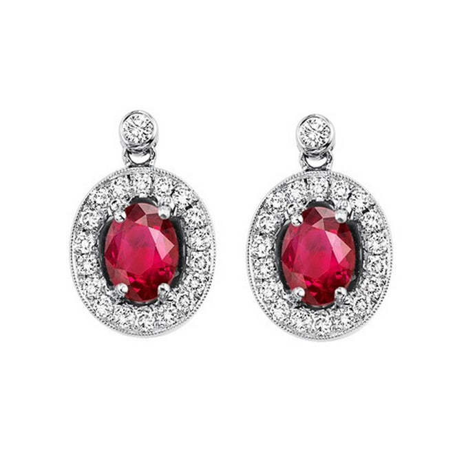 14kw color ens halo prong ruby earrings 1/4ct, rg68789-4wc