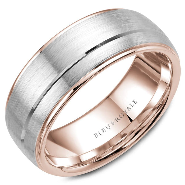 Bleu Royale Rose and White Gold Mens Band RYL-002WR85