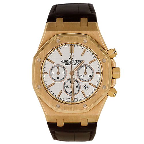 Audemars Piguet Royal Oak Chronograph 18K Rose Gold Brown Leather Strap (Pre-Owned)