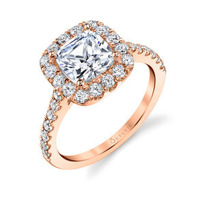 Sylvie Jacalyn Cushion Classic Halo Engagement Ring