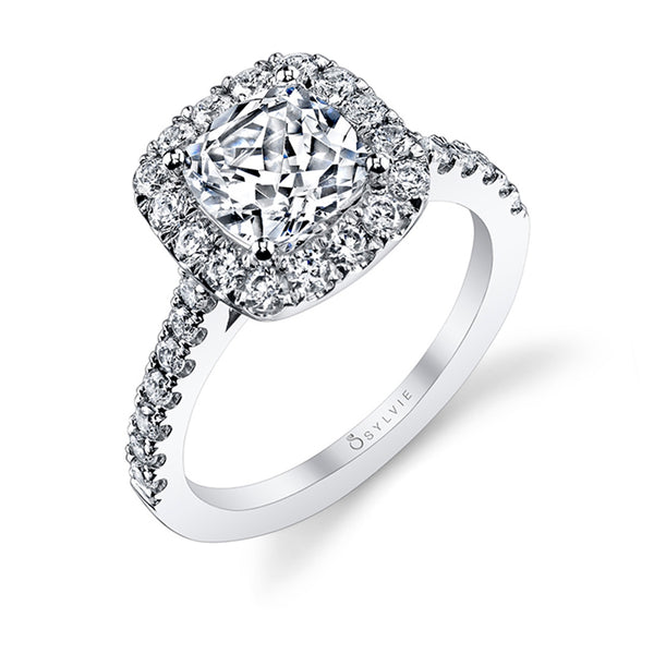 Sylvie Jacalyn Cushion Classic Halo Engagement Ring Setting