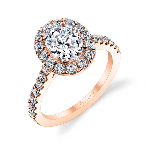 Sylvie Jacalyn Oval Classic Halo Engagement Ring