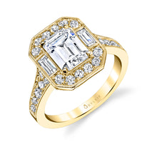 Load image into Gallery viewer, Sylvie Cassie Vintage Emerald Cut Engagement Ring