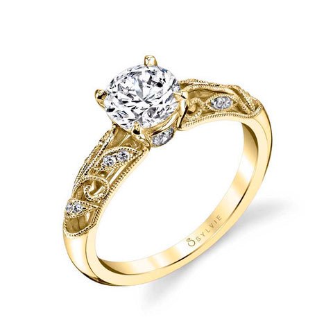 Sylvie Roial Round Vintage Engagement Ring Setting