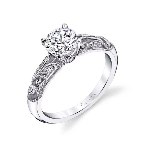 Sylvie Roial Round Vintage Engagement Ring Setting