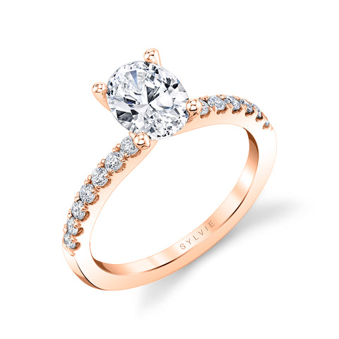 Sylvie Celeste Oval Cut Classic Engagement Ring