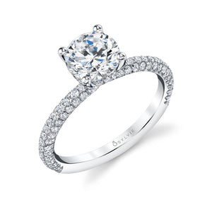 Sylvie Jayla Round Cut Classic Pave Engagement Ring