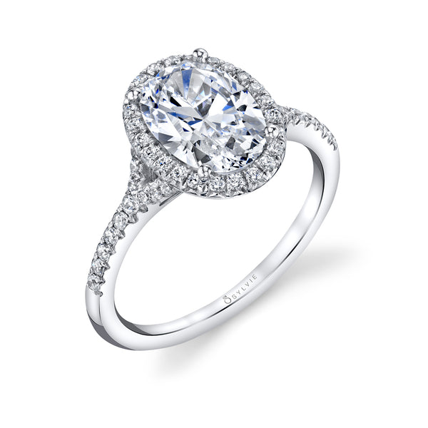 Sylvie Alexandra Oval Cut Halo Diamond Engagement Ring Setting