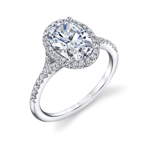 Sylvie Alexandra Oval Cut Halo Diamond Engagement Ring