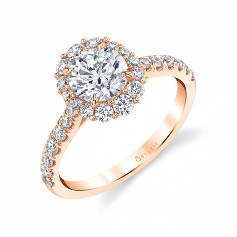Sylvie Jillian Round Cut Halo Diamond Engagement Ring