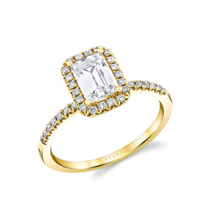 Sylvie Designed Emerald Cut Halo Engagement Ring