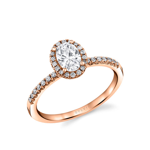 Sylvie Designed Oval Cut Halo Engagement Ring