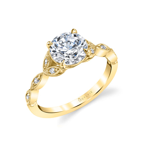 Sylvie Frederique Round Vintage Engagement Ring Setting