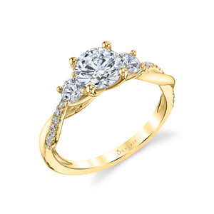 Sylvie Evangeline Round Cut Three Stone Twist Engagement Ring Setting