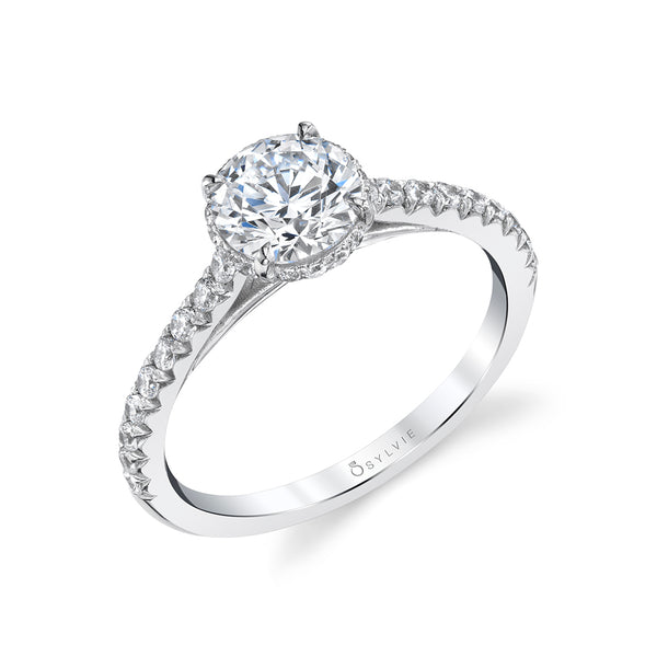 Sylvie Harmonie Round Classic Hidden Halo Engagement Ring Setting