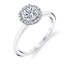 Load image into Gallery viewer, Sylvie Elsie Pear or Round Cut Solitaire Halo Engagement Ring