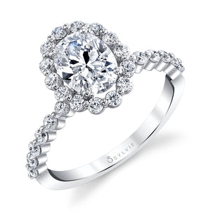 Sylvie Athena Classic Halo Single Prong Engagement Ring
