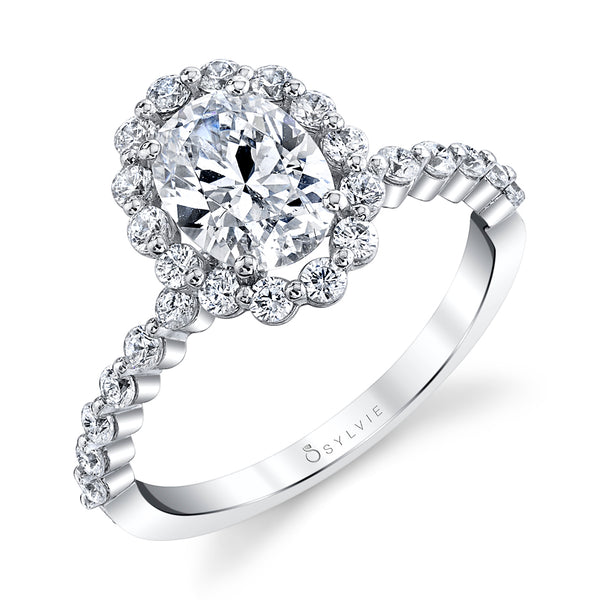 Sylvie Athena Classic Halo Single Prong Engagement Ring Setting