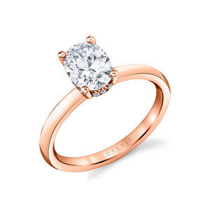Sylvie Melany Oval Hidden Halo Engagement Ring