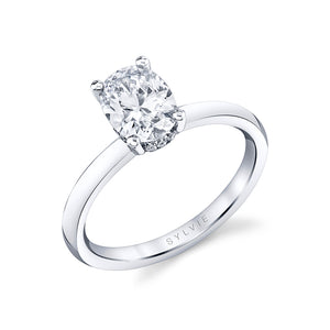 Sylvie Melany Oval Hidden Halo Engagement Ring Setting