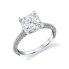 Load image into Gallery viewer, Sylvie Peighton Cushion Cut Hidden Halo Pave Engagement Ring