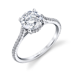 Sylvie Steffi Round Classic Hidden Halo Engagement Ring