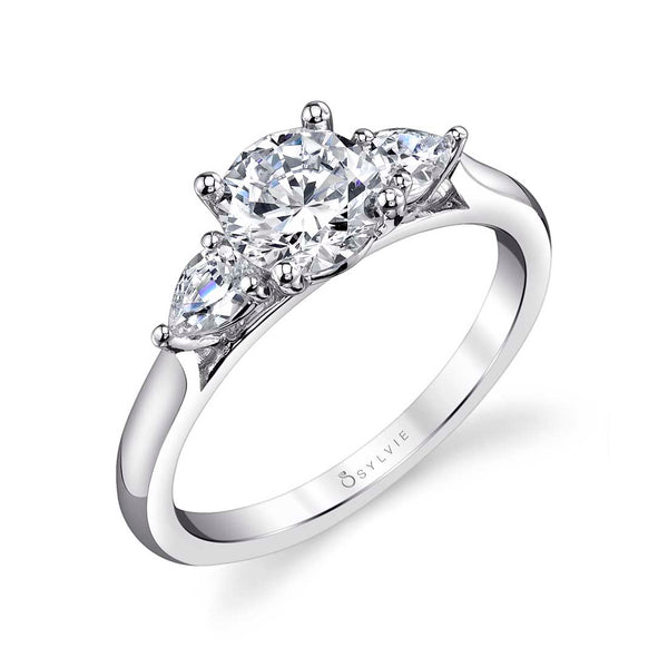 Sylvie Martine Round Three Stone Engagement Ring Setting