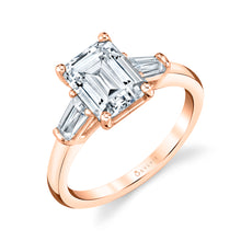 Load image into Gallery viewer, Sylvie Nicolette Emerald Three Stone Engagement Ring with Baguettes